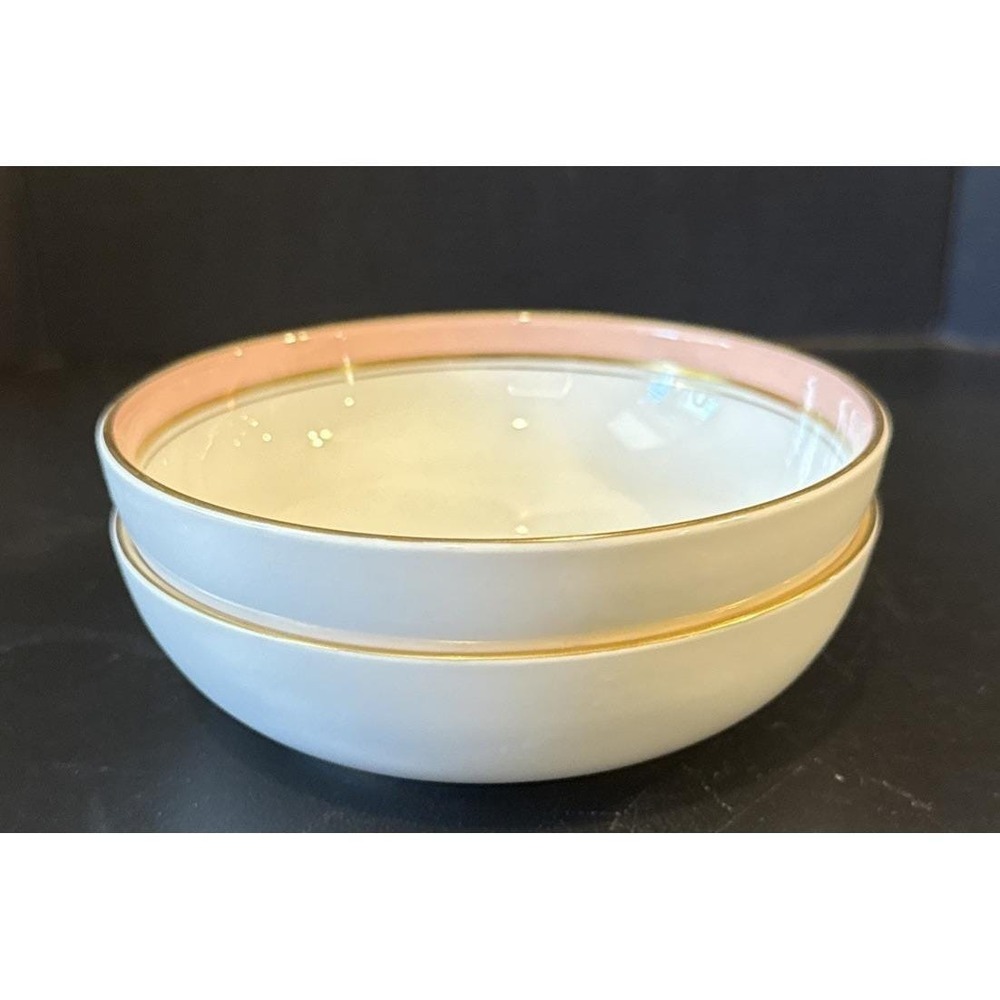 Royal Worcester Howard Pink Gold Trim‎ Cereal Fruit Bowls 5.5" Set Of 2 England